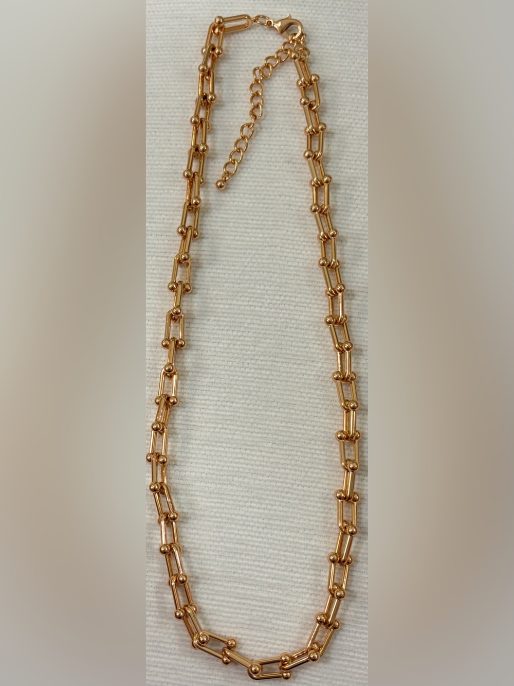 New Rose Gold Colored Beaded Link Necklace Heavy High Quality 21”+3” extender